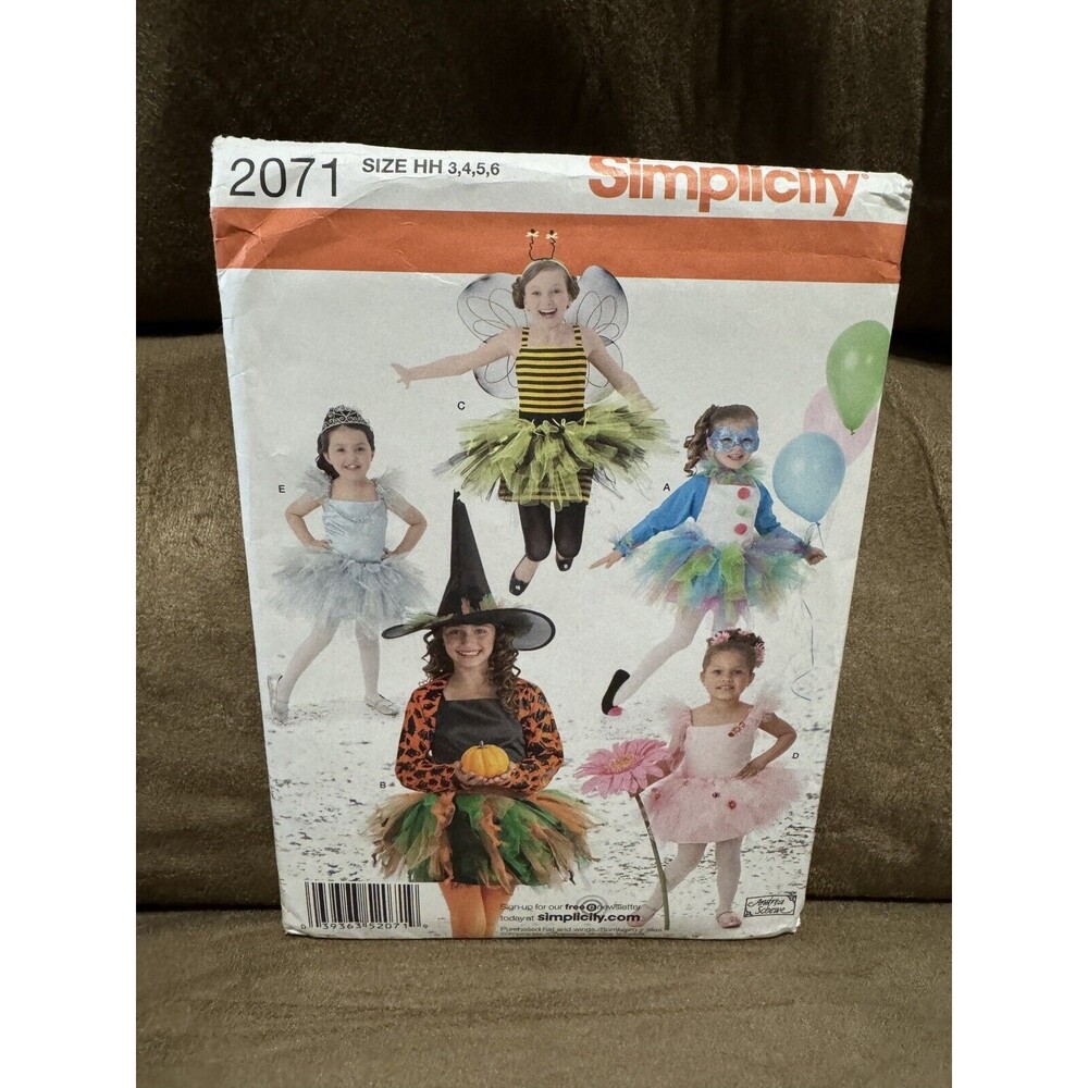 Simplicity 2071 Sewing Pattern Size 3 4 5 6 Tutu Skirt Dress Shrug Ruffle